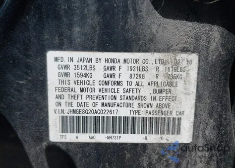2010 Honda Fit from USA, damaged, VIN JHMGE8G20AC022617